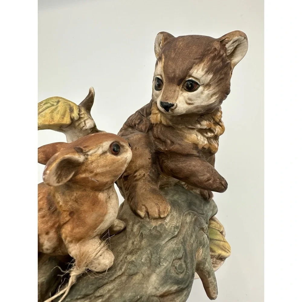 Vintage‎ UCAGCO Japan Bear & Rabbit Figurine Ceramic Animal Woodland Scene 6